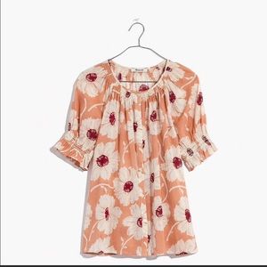 NWT Madewell button down smocked shirt XS